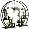 GarveeMore Blumenständer mit 4 haken,5-stufiges hohes Pflanzenständer,142 cm, 2-teiliges Set halbmondförmiges Pflanzenregal für Wohnzimmer Bild 4