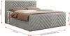 Boxspringbett mit zwei Bettkästen, 7 Härtezonen Multipocket-Matratzen, dekoratives Kopfteil und Front, Doppelbett - PARIS DUO - 200 x 200 cm - Hellgrau Stoff - H3 Bild 5