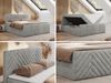 Boxspringbett mit zwei Bettkästen, 7 Härtezonen Multipocket-Matratzen, dekoratives Kopfteil und Front, Doppelbett - PARIS DUO - 200 x 200 cm - Hellgrau Stoff - H3 Bild 2