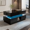 Couchtisch 90 x 48 x 42,5 cm in Schwarz, höhenverstellbar, mit Steckdose, LED und Stauraum Bild 4