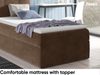 MEBLINI Kinderbett mit Bettkasten MINO 2 90x200 Rechts – H3/Braun Samt Gepolstert Einzelbett mit Matratze - Polsterbett mit Stauraum - Bett mit Kopfteil – Stauraumbett Bild 4