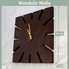 Wanduhr groß Holz SUN [HANDGEFERTIGT] - 29x29cm, Eiche Massiv, Geräuschlos | Wohnzimmeruhr Holz-Metalloptik Küchenuhr Dekouhr Bild 2