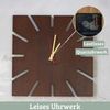 Wanduhr groß Holz SUN [HANDGEFERTIGT] - 29x29cm, Eiche Massiv, Geräuschlos | Wohnzimmeruhr Holz-Metalloptik Küchenuhr Dekouhr Bild 5