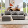 Ecksofa 218 x 156,5 x 86 cm mit Hocker – 3-4-Sitzer aus Chenille mit verstellbaren Armlehnen Bild 3