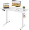 120 x 60 cm Höhenverstellbarer Schreibtisch mit Haken Elektrischer Stehschreibtisch Weiß Bild 1