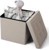 WOLTU 2er Set Sitzhocker mit Stauraum Sitzwürfel Sitzbank Faltbar Truhen Aufbewahrungsbox, Deckel Abnehmbar, Gepolsterte Sitzfläche aus Leinen, 37,5 x 37,5 x 38CM(LxBxH), Beige Bild 4