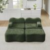 2-Sitzer Sofa 192×167×70 cm aus Samt rahmenlos modular mit 2 Ottomanen, grün Bild 2