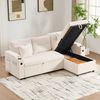 3-Sitzer Schlafsofa, Cord mit Chaiselongue & Stauraum, USB-Anschluss, 212,5x136x86 cm, Beige Bild 2
