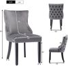 Essstuhl Samtvelours Grau, Sitzbreite 50 cm, Massivholzbeine, Knopfsteppung & silberner Griffring，50*45*91 cm，2er-Set Bild 4