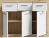 Forte BACCIO Kommode 110 120, moderne Kommode für Wohn-/Schlafzimmer, 3-türig, 3 Schubladen, Holzwerkstoff, Artisan Eiche Holzdekor|Weiß, 117,9 cm breit x 91,5 cm hoch x 34 cm tief Bild 4