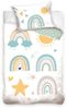 MTOnlinehandel Babybettwäsche Regenbogen Sonne Sterne & Herz 100x135 + 40x60 cm, 100 % Baumwolle, Renforcé, 2 teilig, Kleinkinderbettwäsche mit Reißverschluss Bild 4