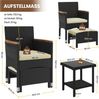 Yaheetech Gartenlounge-Set mit Sessel, Fußhocker & Kaffeetisch, Rattan-Optik, Schwarz & Beige Bild 4
