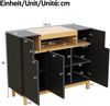 Merax Sideboard, Drei Türen, Geeignet für Wohn- und Esszimmer, Multifunktionales Aufbewahrungsmöbel, Schwarz Bild 4