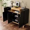 Merax Sideboard, Drei Türen, Geeignet für Wohn- und Esszimmer, Multifunktionales Aufbewahrungsmöbel, Schwarz Bild 2