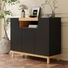 Merax Sideboard, Drei Türen, Geeignet für Wohn- und Esszimmer, Multifunktionales Aufbewahrungsmöbel, Schwarz Bild 5