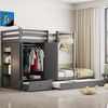 Merax Etagenbett mit Kleiderschrank und Bücherregal, Hochbett mit Ausziehbett, Kinderbett Kiefer mit Leiter, 90x200 cm Bild 5