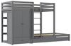 Merax Etagenbett mit Kleiderschrank und Bücherregal, Hochbett mit Ausziehbett, Kinderbett Kiefer mit Leiter, 90x200 cm Bild 4
