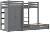 Merax Etagenbett mit Kleiderschrank und Bücherregal, Hochbett mit Ausziehbett, Kinderbett Kiefer mit Leiter, 90x200 cm Bild 2