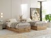 Boxspringbett, Einzelbett WOOD ZERO 90 x 200 cm, Hotelbett ohne Kopfteil, Bett mit Stauraum, 7-Zonen Multipocket-Matratze - Hellbraun Cordstoff - H4 - Topper Visco Bild 3