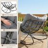 TLGREEN Schaukelstuhl Eiförmiger Rattanschaukelstuhl mit Fußhocker-Set, (Schaukelsessel Oversized, wetterfeste, mit dickem Abnehmbar Polster), Belastung von 150kg, Loungesessel für Garten Balkon Wohnzimmer Bild 3