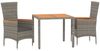 vidaXL 3-tlg. Garten-Essgruppe mit Kissen Grau Poly Rattan 3157534 Bild 3