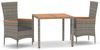 vidaXL 3-tlg. Garten-Essgruppe mit Kissen Grau Poly Rattan 3157534 Bild 2
