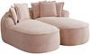 Modulsofa aus Chenille, 2-teilig, wandelbar zum Schlafsofa, 184 x 164 x 67 cm, Rosa Bild 5