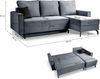 Ecksofa (B/H/T: 230x89x148 cm) in Blau-grau Bild 5