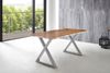 Esstisch Baumkante massiv Akazie natur 160 x 85 silber X-Gestell LUBIN 76509195 Bild 3