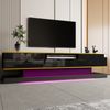 TV-Lowboard aus Holzwerkstoff mit Hochglanz & LED, 180x38x45 cm, Weiß/Gold Bild 4