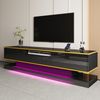 TV-Lowboard aus Holzwerkstoff mit Hochglanz & LED, 180x38x45 cm, Weiß/Gold Bild 3