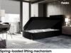 MEBLINI Boxspringbett LUKAS 100x200 cm mit Bettkasten - H3/Schwarz Samt Gepolstert Einzelbett mit Topper & Taschenfederkern-Matratze - 100x200 Rechts Bild 3