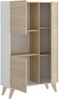 Dmora Crono-Sideboard, hohes Wohnzimmer-Buffet, modernes Wohnzimmer-Sideboard mit 3 Türen, 81 x 43 x 135 cm, Eiche und Weiß Bild 5