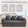 Zusammenlegbares Kompressionssofa mit robustem Metallrahmen, Seitentaschen plus 3 Kissen, Dunkelgrau Bild 5