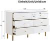 Modernes 6-Schubladen-Kommode, Weiße Aufbewahrungs-Kommode mit Zinklegierung-Griffen & Stahlbeinen, 120×40×78cm MDF-Schrank für Schlafzimmer, Wohnzimmer, Eingangsbereich Bild 5