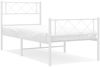 vidaXL Bettgestell mit Kopf- und Fußteil Metall Weiß 100x200 cm 372339 Bild 2