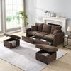 Multifunktionales U-Form Ecksofa Set, Chenille Stoff Antikbraun 188x186x86cm mit Schlaffunktion Stauboxen & Staaufhocker Bild 5