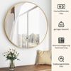 Boromal Spiegel Rund 60 50 cm Wandspiegel Flur Flurspiegel Alurahmen mit Holzfarben (Rundspiegel Dekospiegel, Ø60/50cm), für Badezimmer Wohnzimmer Schlafzimmer Bild 3