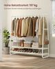 VASAGLE Kleiderständer, Garderobenständer, Garderobe, 2 Ablagen, 6 Haken in S-Form, Stahlgestell, naturbeige-mattweiß Bild 3
