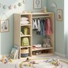 Bellabino 'Tea' Kindergarderobe, natur unbehandelt, Sperrholz Birke, 114x40x105 cm, Kinderkleiderschrank mit Kleiderstange und 6 Ablagefächern Bild 2