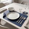 Arendo Platzset 6er Set Premium Tischset doppelseitig, eckig, Kunstleder, rutschfest, (Set, 12-St, 6 Tischsets, 6 Getränkeuntersetzer), wasserabweisend, abwischbar, Tellerunterlage & Getränkeuntersetzter Bild 4