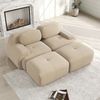 Flieks Modulares Cord Sofa 2-Sitzer mit 2x Hocker, Cloud Sofa rahmenlos, bodennah mit tiefer Sitzfläche, auch als Schlafsofa nutzbar, Beige Bild 3