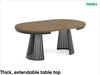 MEBLINI Esstisch Rund Ausziehbar aus Metall - 120-196x76 cm - CONEY - Davos Eiche/Schwarz Matt - Loft - Esszimmertisch Modern - Küchentisch - Ausziehtisch - Round Dining Table Bild 2