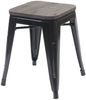 2er-Set Hocker HWC-A73 inkl. Holz-Sitzfläche, Metallhocker Sitzhocker, Metall Industriedesign stapelbar ~ schwarz Bild 3