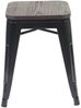 2er-Set Hocker HWC-A73 inkl. Holz-Sitzfläche, Metallhocker Sitzhocker, Metall Industriedesign stapelbar ~ schwarz Bild 4