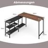 Wendbarer L-förmiger Schreibtisch Eck-Gaming-Schreibtisch mit 2 Aufbewahrungsregalen Computertisch Rustikal Braun Bild 2