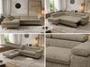 MKS Möbel 'Pablo L-Form' Ecksofa mit Schlaffunktion, verstellbare Kopfstützen, Dunkelbeige, Struktur, Visco Topper, Links Bild 2