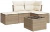 vidaXL 5-tlg. Garten-Sofagarnitur mit Kissen Beige Poly Rattan 3217488 Bild 2