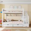 Etagenbett, Kinderbett mit Schublade, Regal, Kleiderschrank und Staufach, Holz, Weiß, 90×200 cm Bild 5