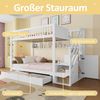 Etagenbett, Kinderbett mit Schublade, Regal, Kleiderschrank und Staufach, Holz, Weiß, 90×200 cm Bild 2
